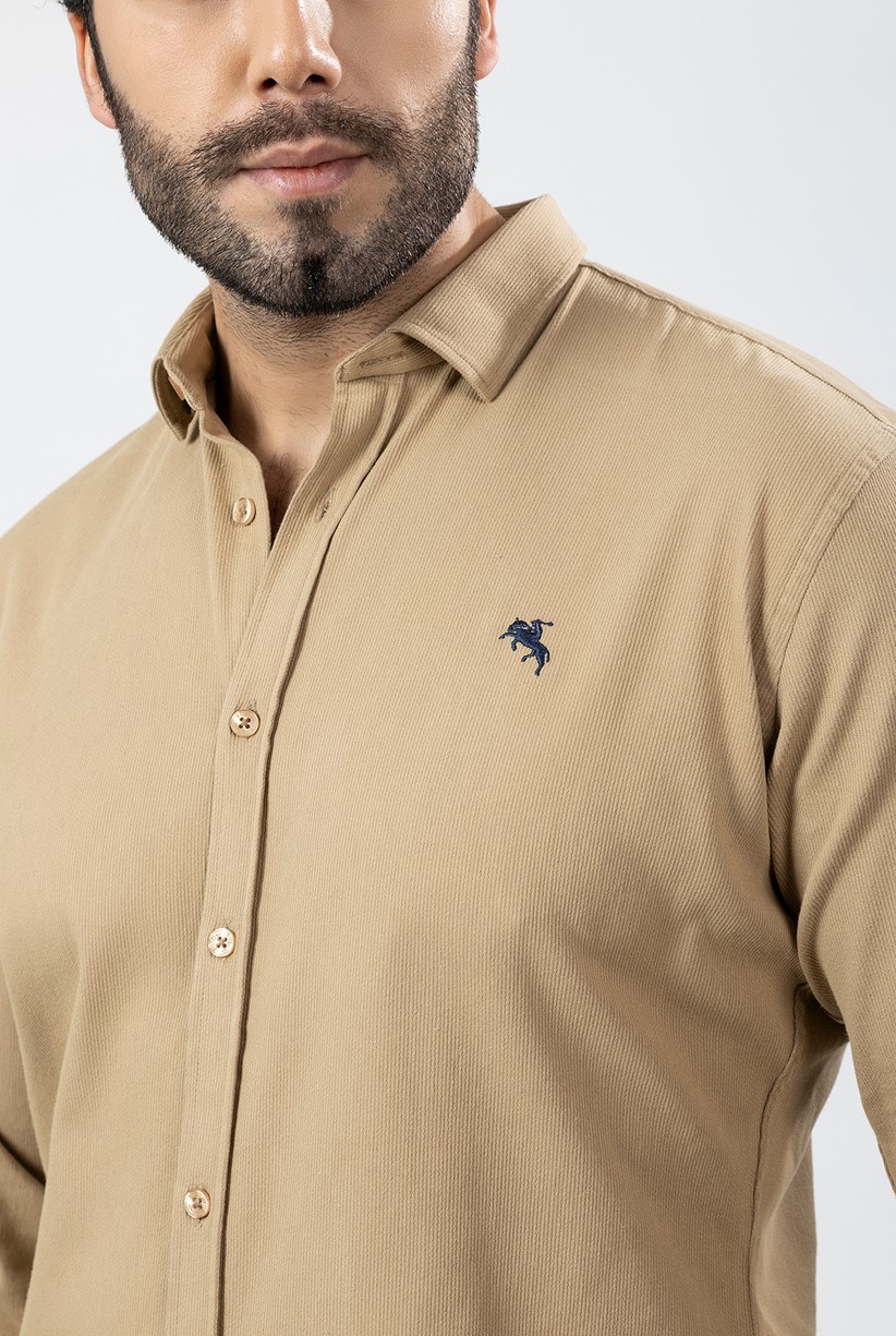 Erkek Gömlek Slimfit Likralı Kumaş Uzun Kol Pa-180 Camel Renk PA-180-TM