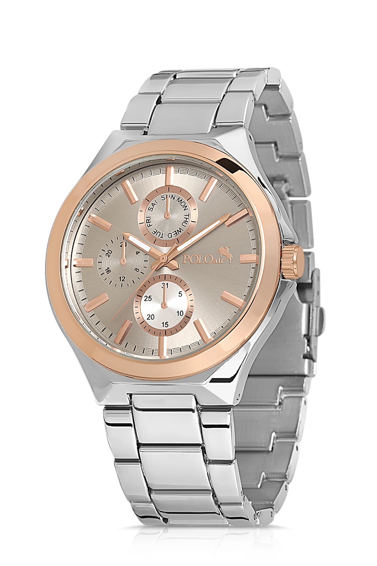 Polo Air Metal Kordon Spor Erkek Kol Saati Gümüş-Bakır PL-0838E3x