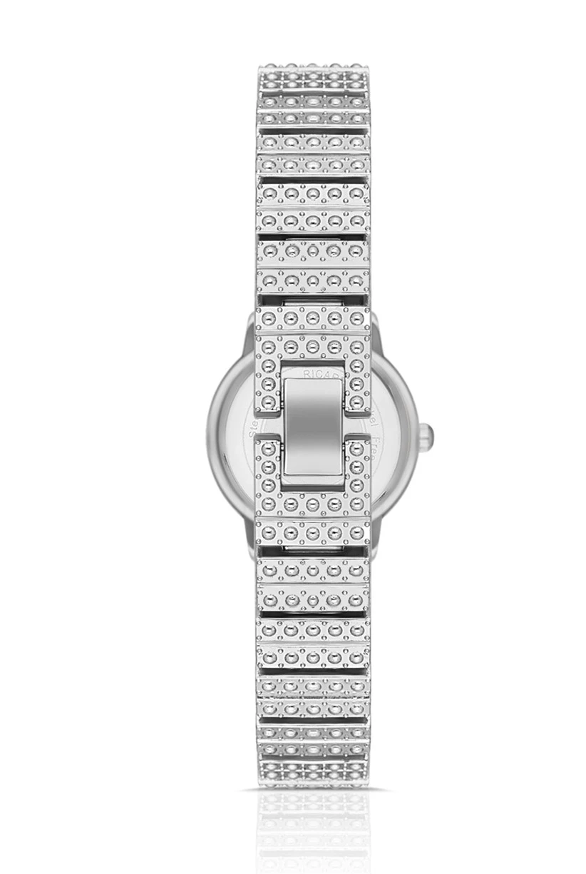 Polo Air Bol Taşlı Vintage Kadın Kol Saati Zirkon Taşlı Bileklik Kombin Gümüş Renk PL-1448B2