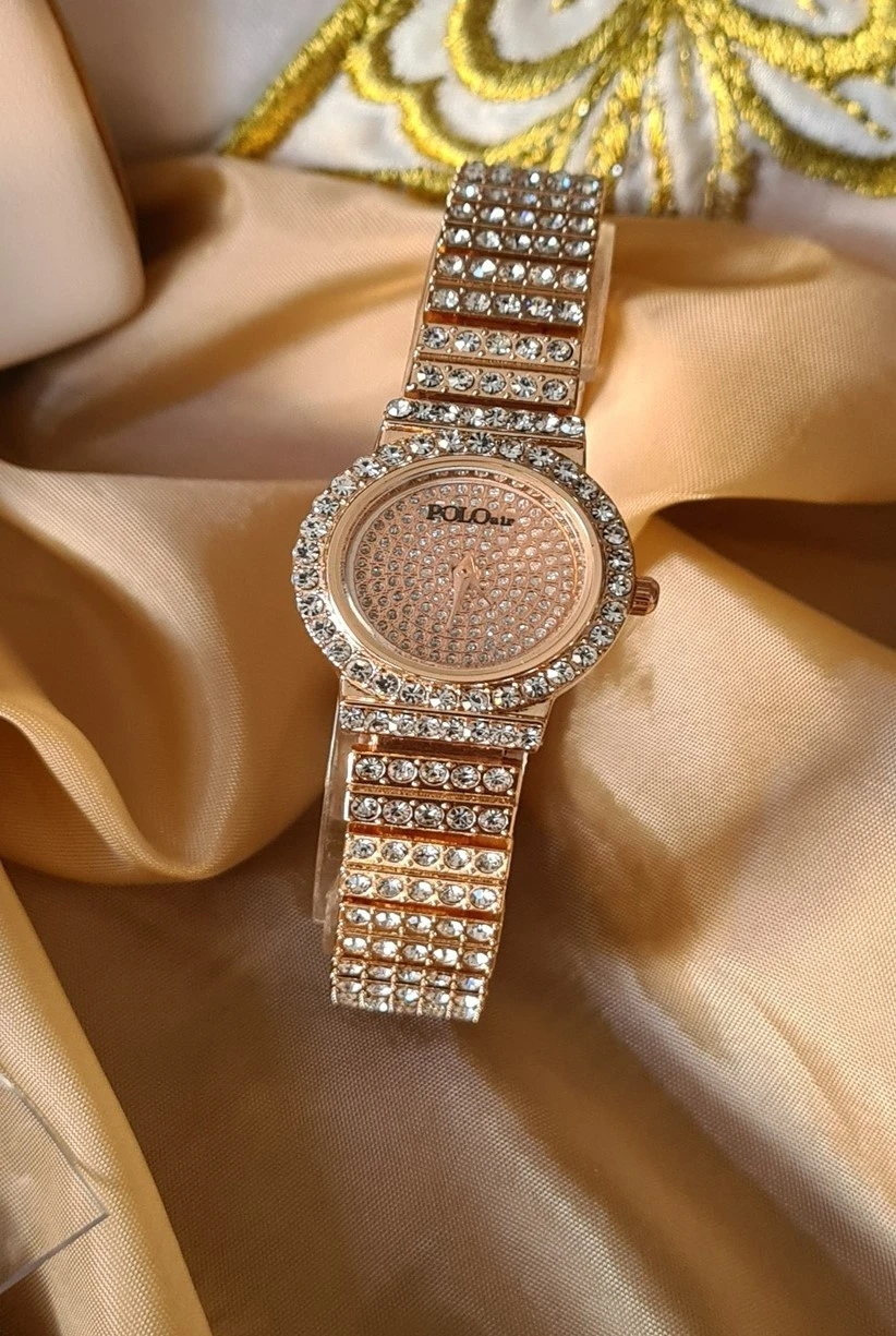 Polo Air Bol Taşlı Zarif  Vintage Kadın Kol Saati Bakır Renk PL-1448B3x
