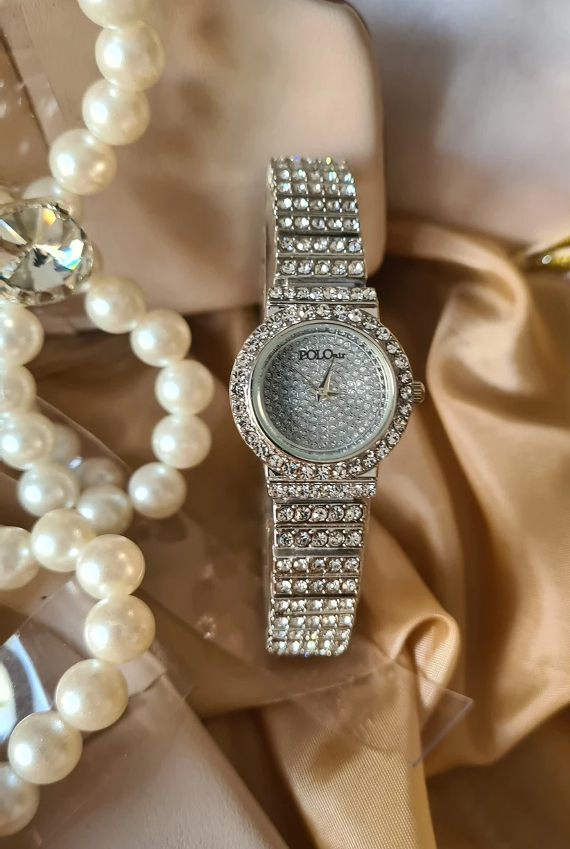 Polo Air Bol Taşlı Zarif  Vintage Kadın Kol Saati Gümüş Renk PL-1448B2x