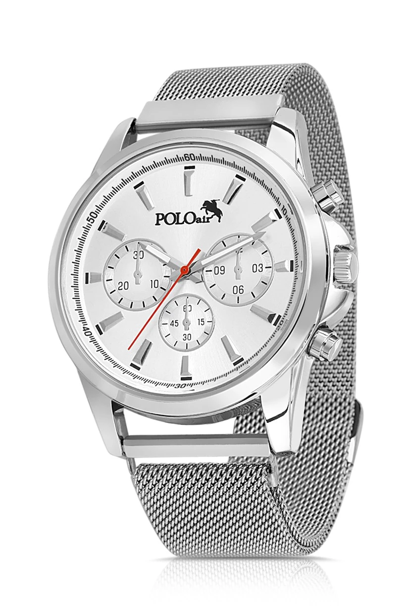Polo Air Erkek Hediye Seti Saat Gözlük Parfüm Hediyelik Kutusunda Gümüş Renk PL-0735E2