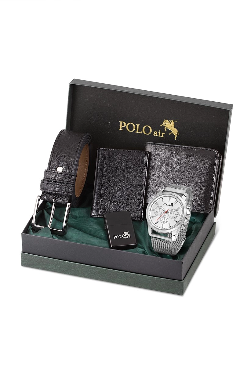 Polo Air Erkek Kol Saati Kemer Cüzdan Kartlık Çakmak Kombin Set Özel Kutusunda PL-0727E2
