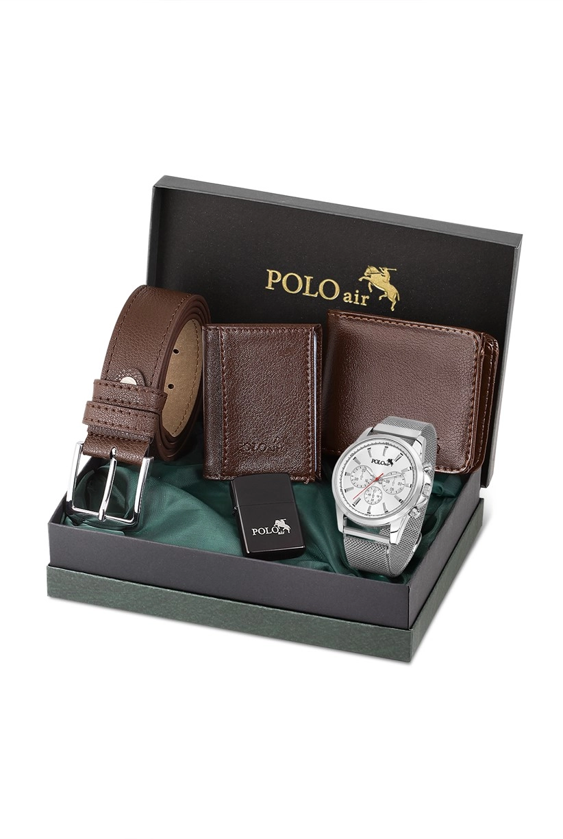 Polo Air Erkek Kol Saati Kemer Cüzdan Kartlık Çakmak Kombin Set Özel Kutusunda PL-0727E3