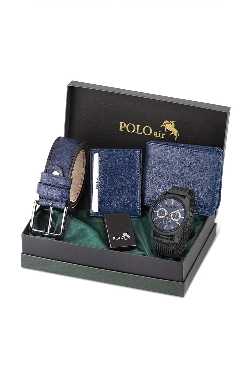 Polo Air Erkek Kol Saati Kemer Cüzdan Kartlık Çakmak Kombin Set Özel Kutusunda PL-0727E4