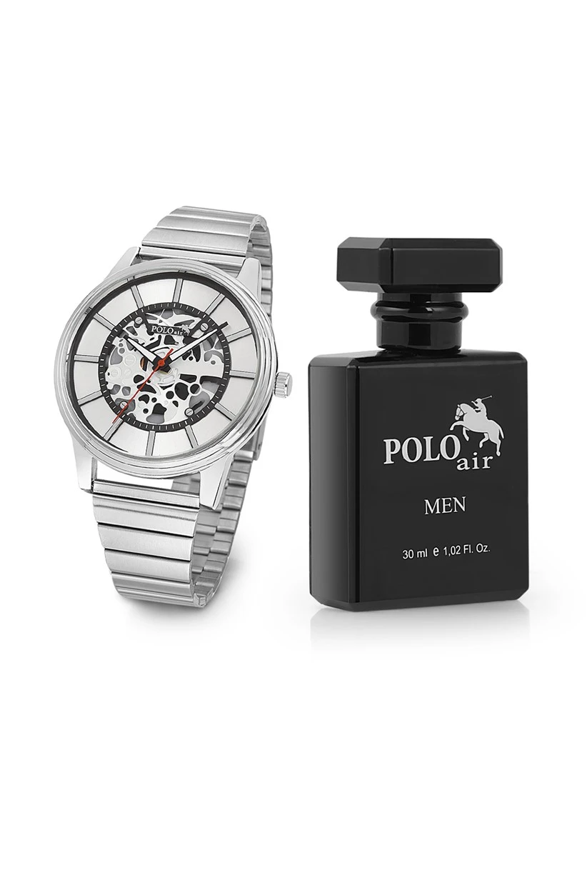 Polo Air Erkek Kol Saati Ve Parfüm Seti Hediyelik Kutusunda Kombin Gümüş PL-0713E4
