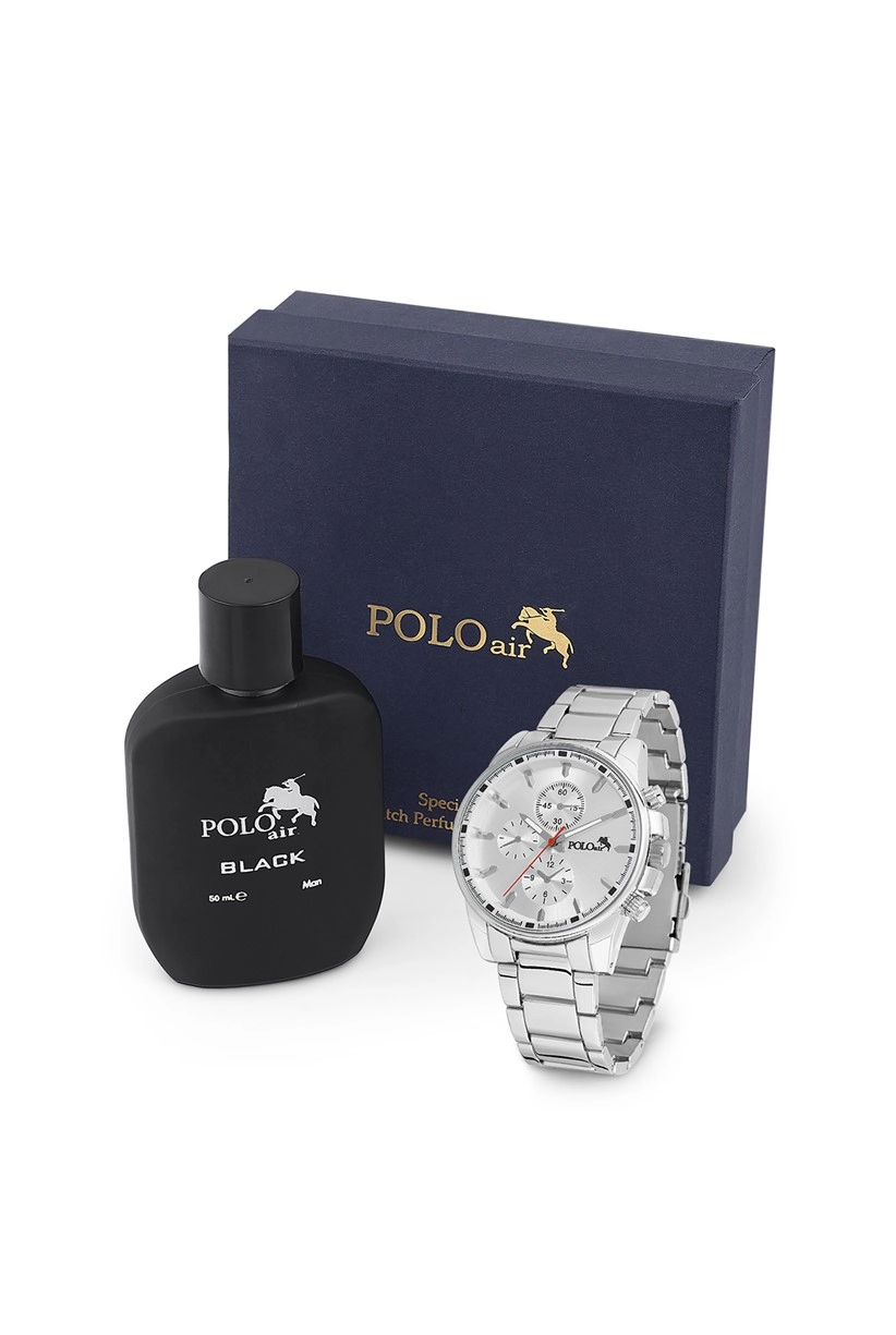 Polo Air Erkek Kol Saati Ve Parfüm Seti Hediyelik Kutusunda Kombin Gümüş Renk PL-0764E5