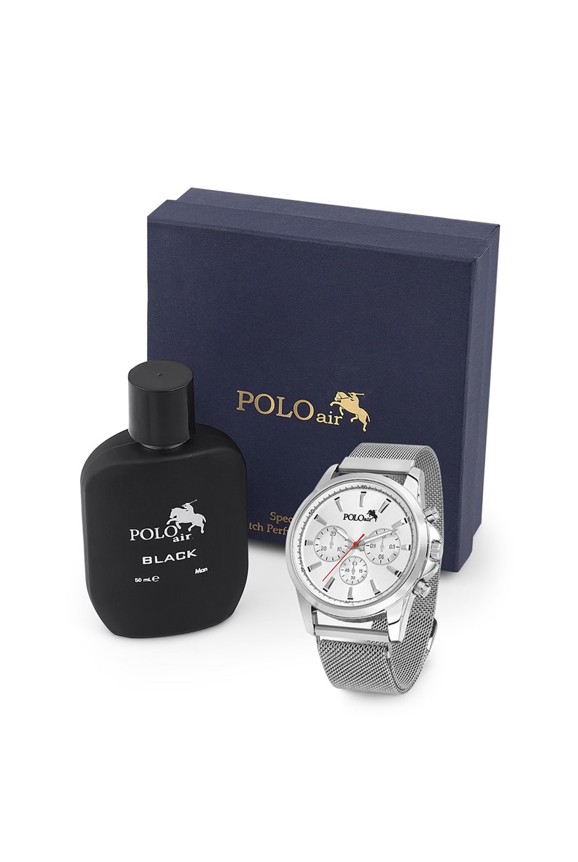Polo Air Erkek Kol Saati Ve Parfüm Seti Hediyelik Kutusunda Kombin Gümüş Renk PL-0766E2