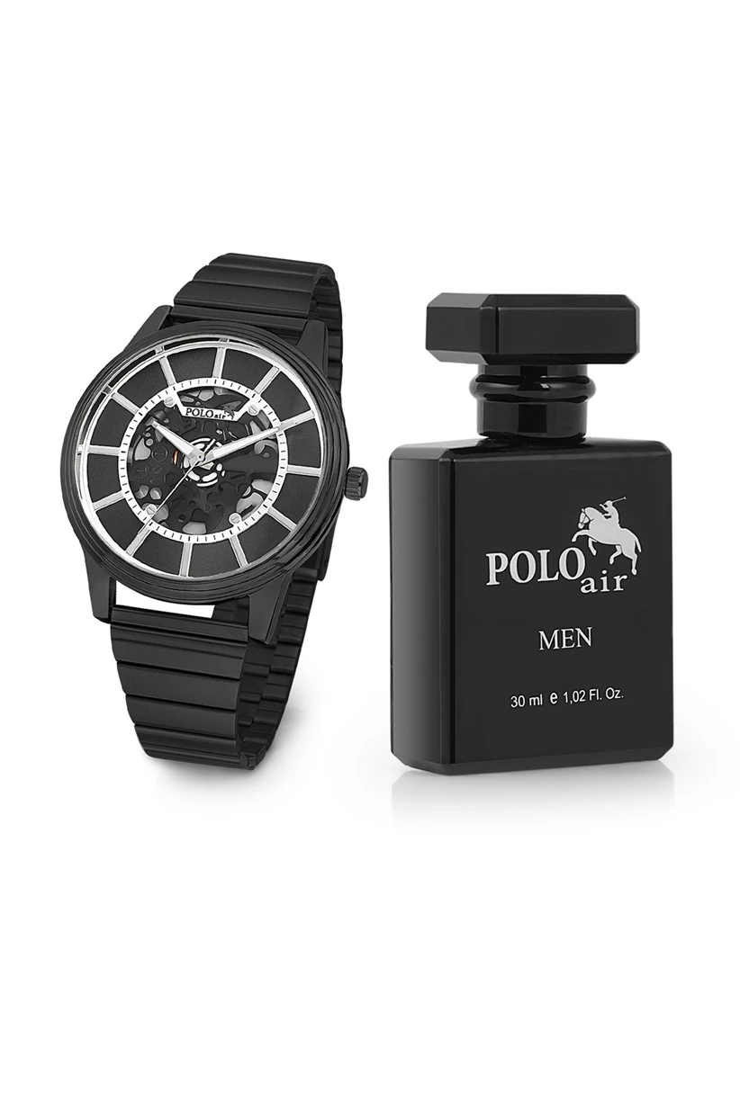 Polo Air Erkek Kol Saati Ve Parfüm Seti Hediyelik Kutusunda Kombin Siyah PL-0713E1