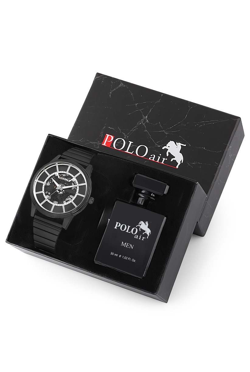 Polo Air Erkek Kol Saati Ve Parfüm Seti Hediyelik Kutusunda Kombin Siyah PL-0713E1