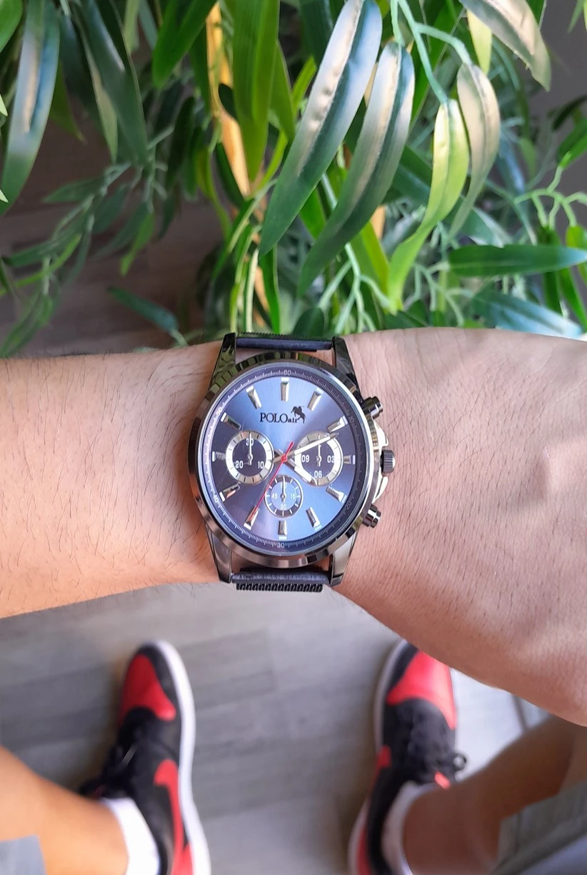 Polo Air Hasır Kordon Erkek Kol Saati Siyah-Lacivert Renk PL-0727E4x