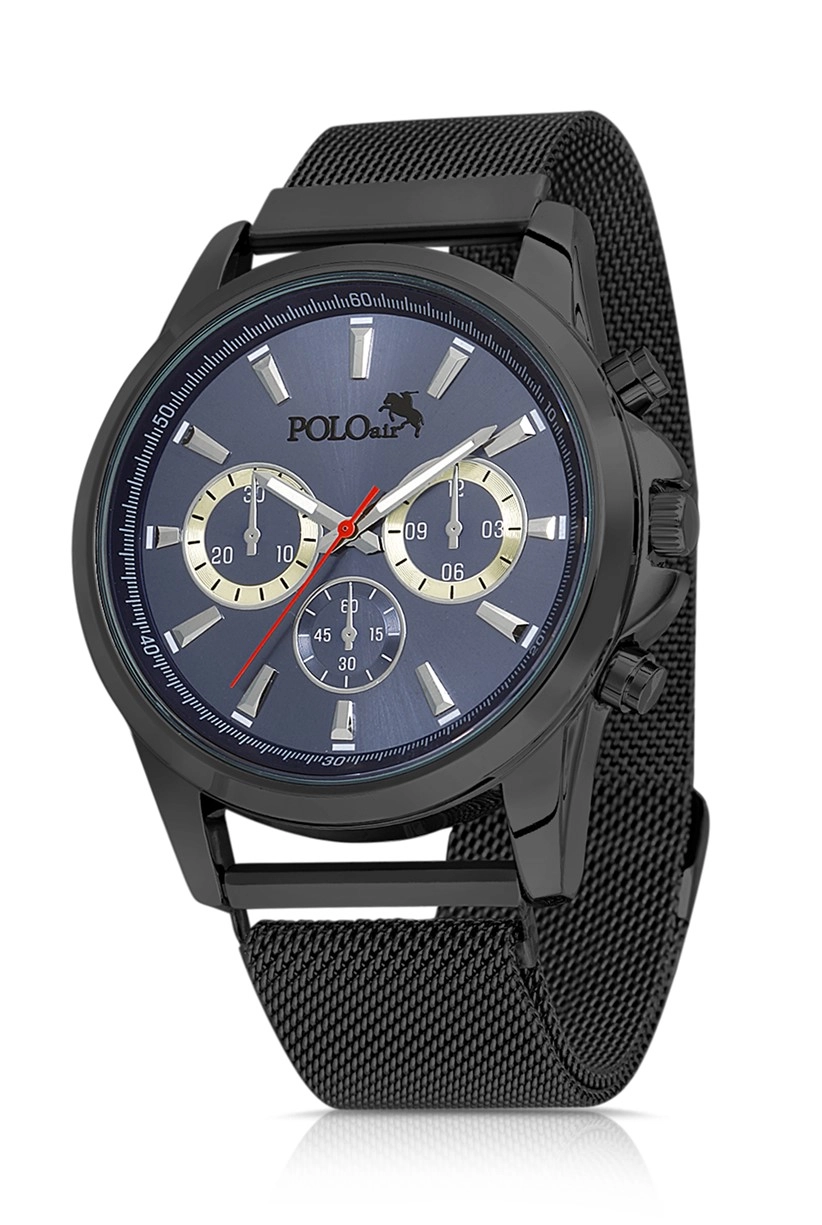 Polo Air Hasır Kordon Erkek Kol Saati Siyah-Lacivert Renk PL-0727E4x