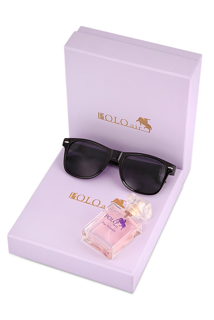 Polo Air Kadın Kol Saati Kutulu Set 30 ml Parfüm ve Güneş Gözlüğü Seti Bakır-Beyaz 