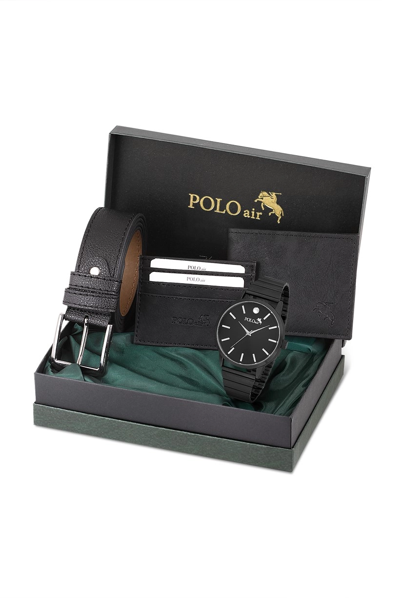Polo Air Klasik Erkek Kol Saati Kemer Cüzdan Kartlık Kombin Set Özel Kutusunda PL-0732E1