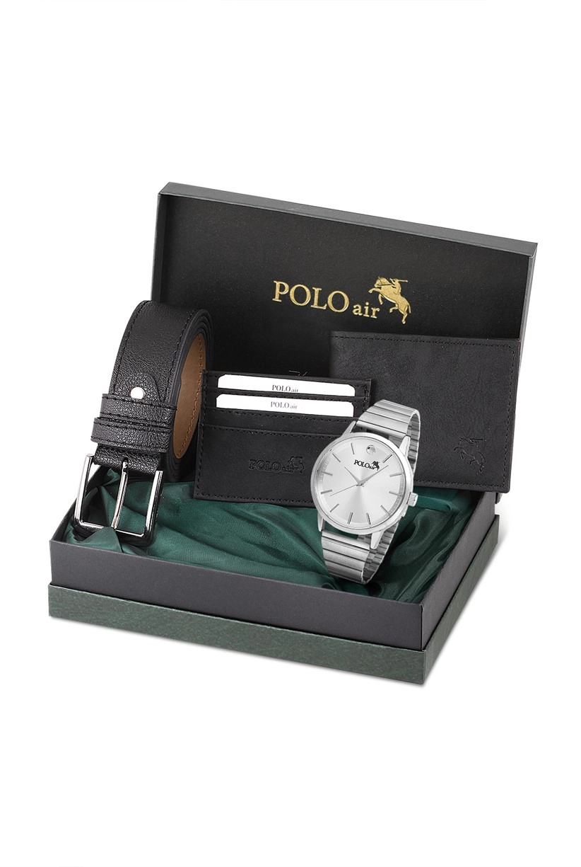 Polo Air Klasik Erkek Kol Saati Kemer Cüzdan Kartlık Kombin Set Özel Kutusunda PL-0732E3