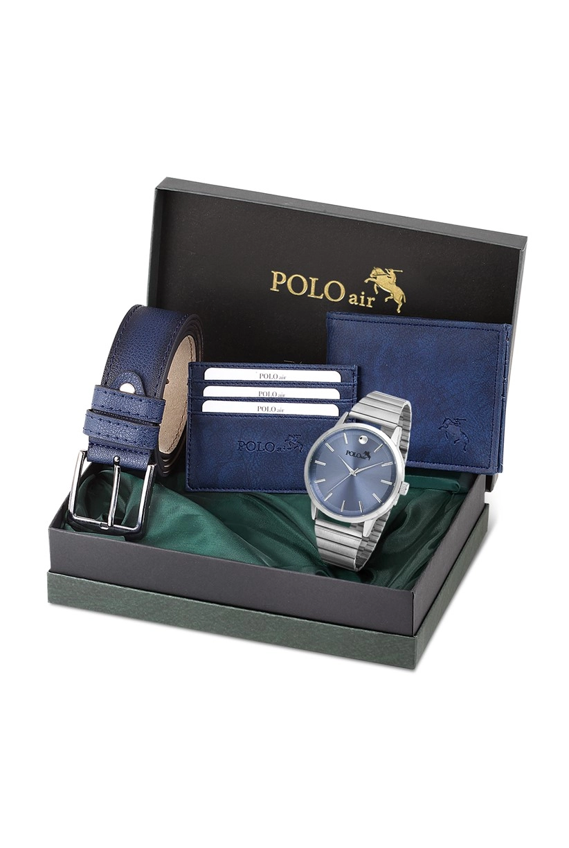 Polo Air Klasik Erkek Kol Saati Kemer Cüzdan Kartlık Kombin Set Özel Kutusunda PL-0732E5