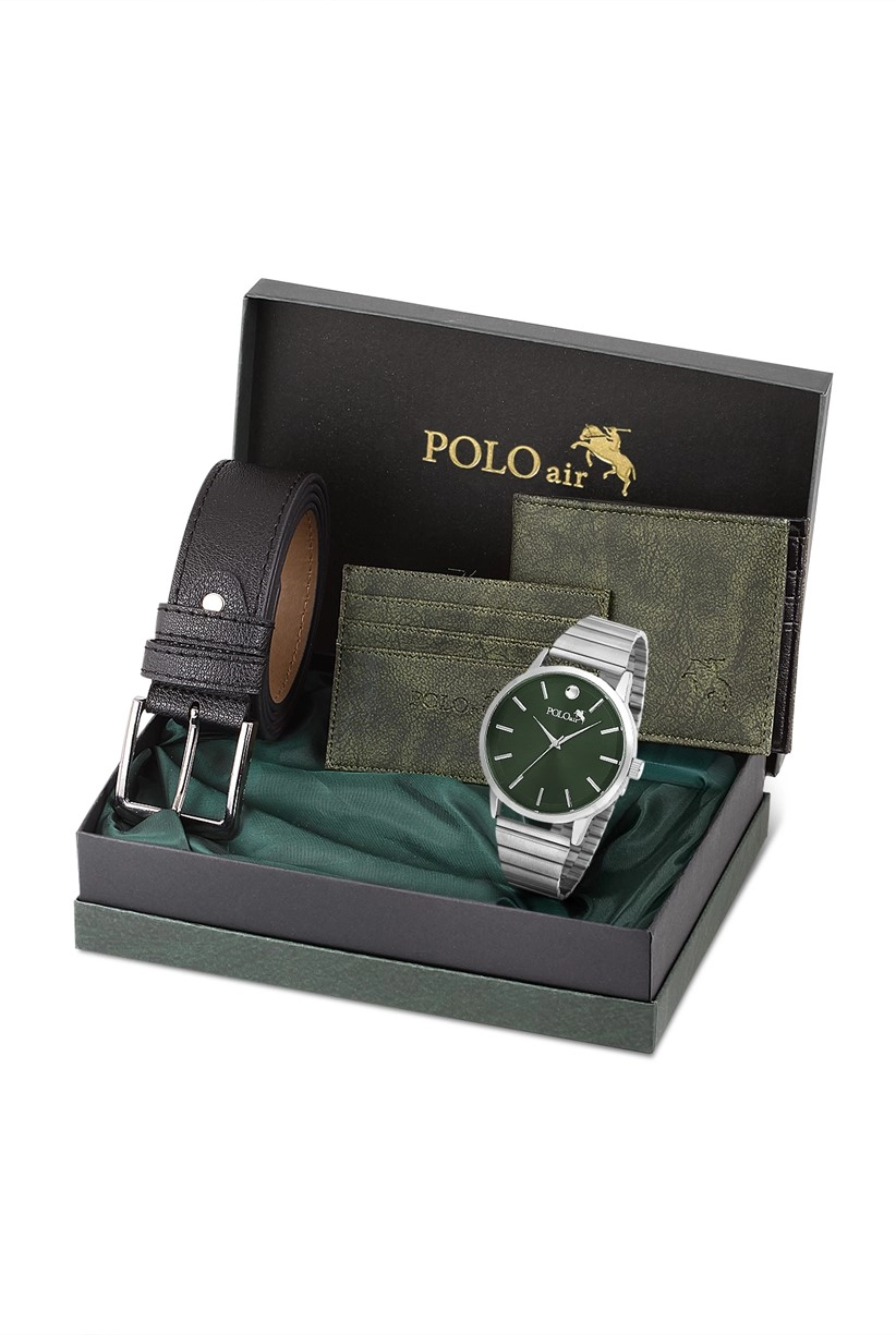 Polo Air Klasik Erkek Kol Saati Kemer Cüzdan Kartlık Kombin Set Özel Kutusunda PL-0732E6