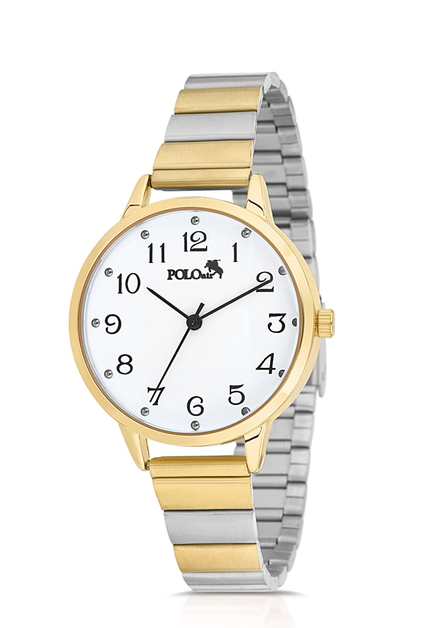 Polo Air Klasik Rakamlı Kadın Kol Saati Sarı- Gümüş Renk PL-1451B4x