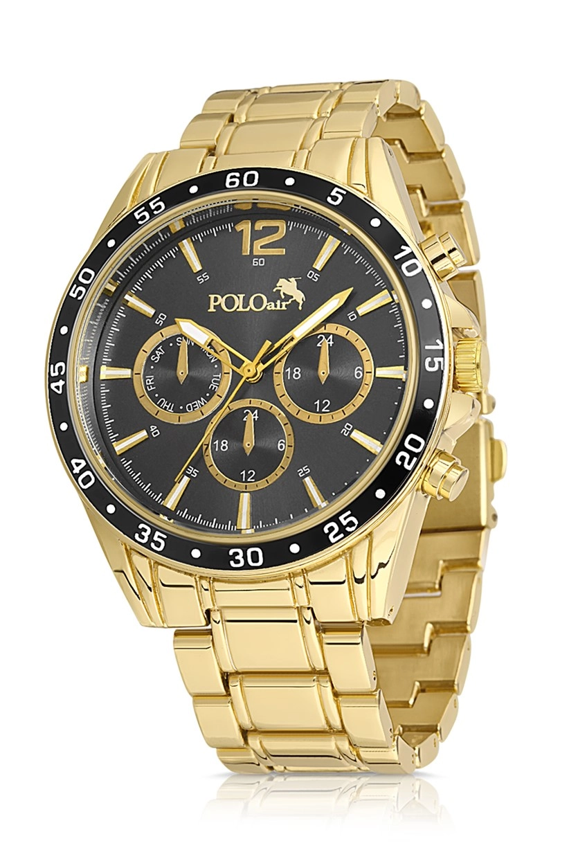Polo Air Metal Kordon Spor Erkek Kol Saati Altın Renk PL-0729E3x
