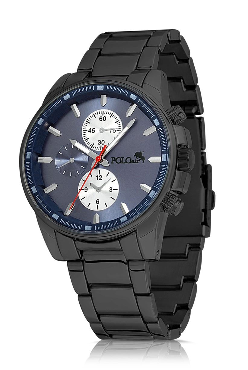 Polo Air Metal Kordon Spor Erkek Kol Saati Siyah-Lacivert Renk PL-0725E7x