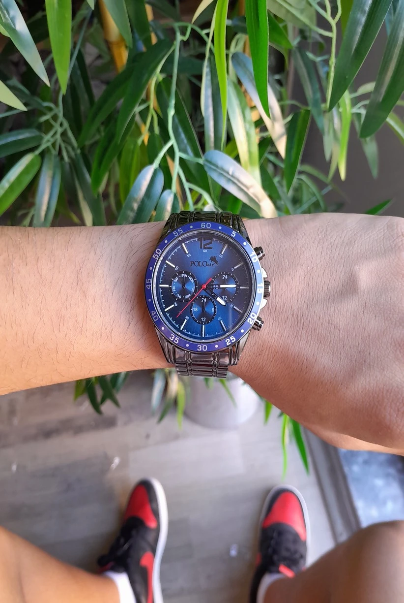 Polo Air Metal Kordon Spor Erkek Kol Saati Siyah-Lacivert Renk PL-0729E5x