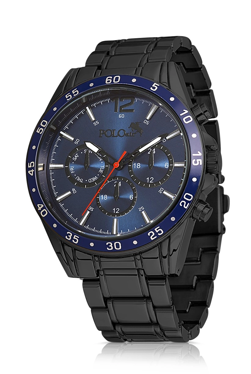 Polo Air Metal Kordon Spor Erkek Kol Saati Siyah-Lacivert Renk PL-0729E5x