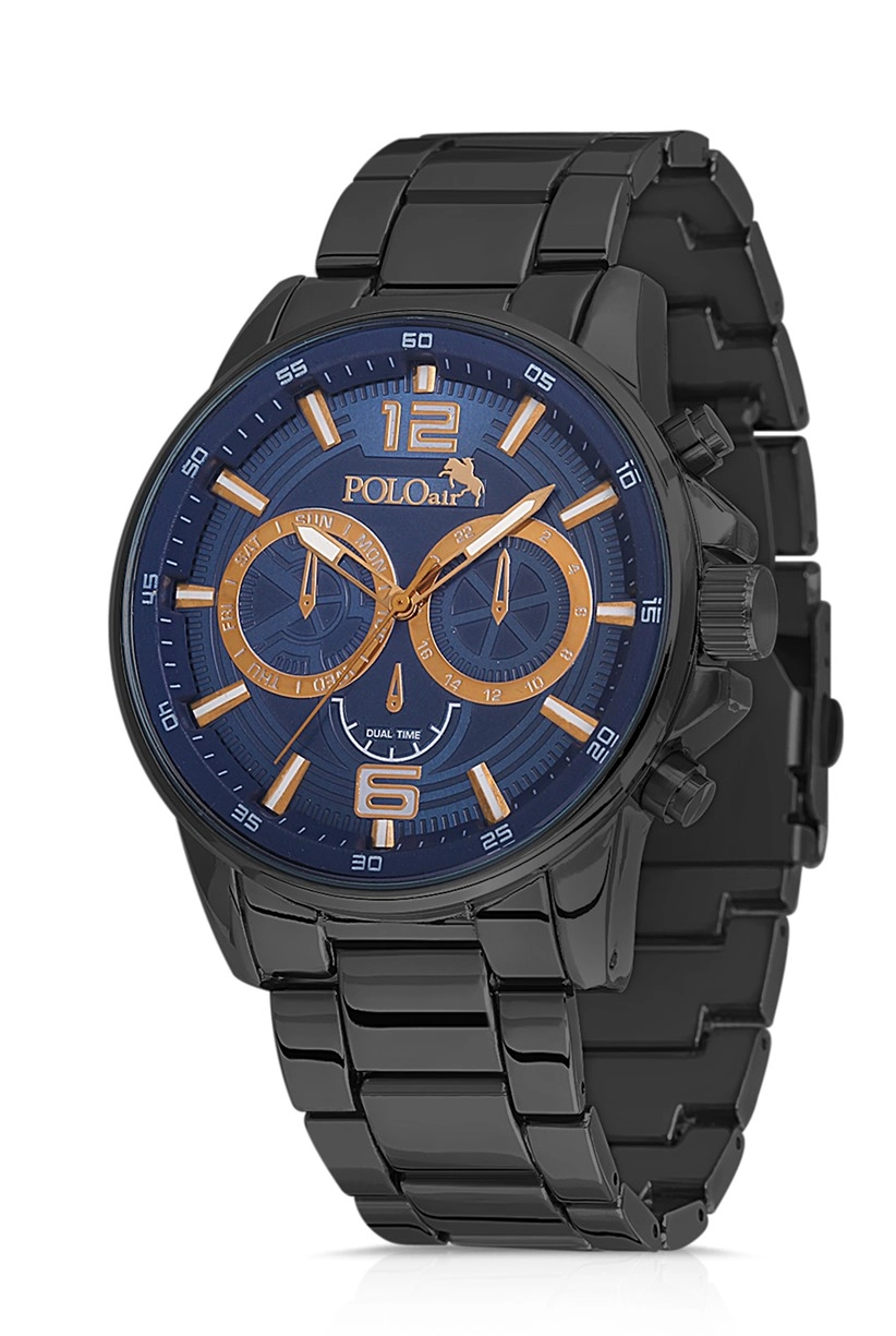 Polo Air Metal Kordon Spor Erkek Kol Saati Siyah-Lacivert Renk PL-0730E3x