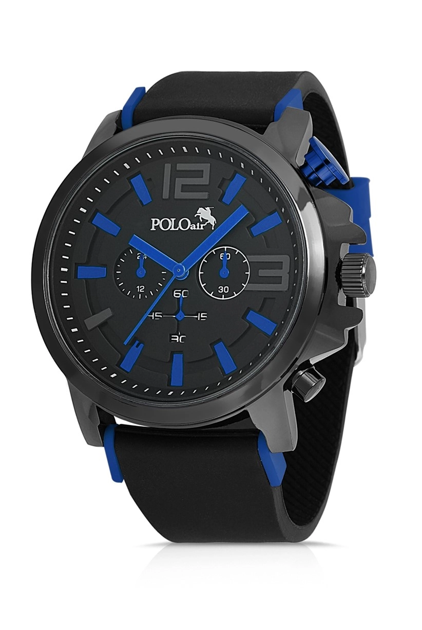 Polo Air Silikon Kordon Erkek Kol Saati Siyah-Mavi Renk PL-0728E3x