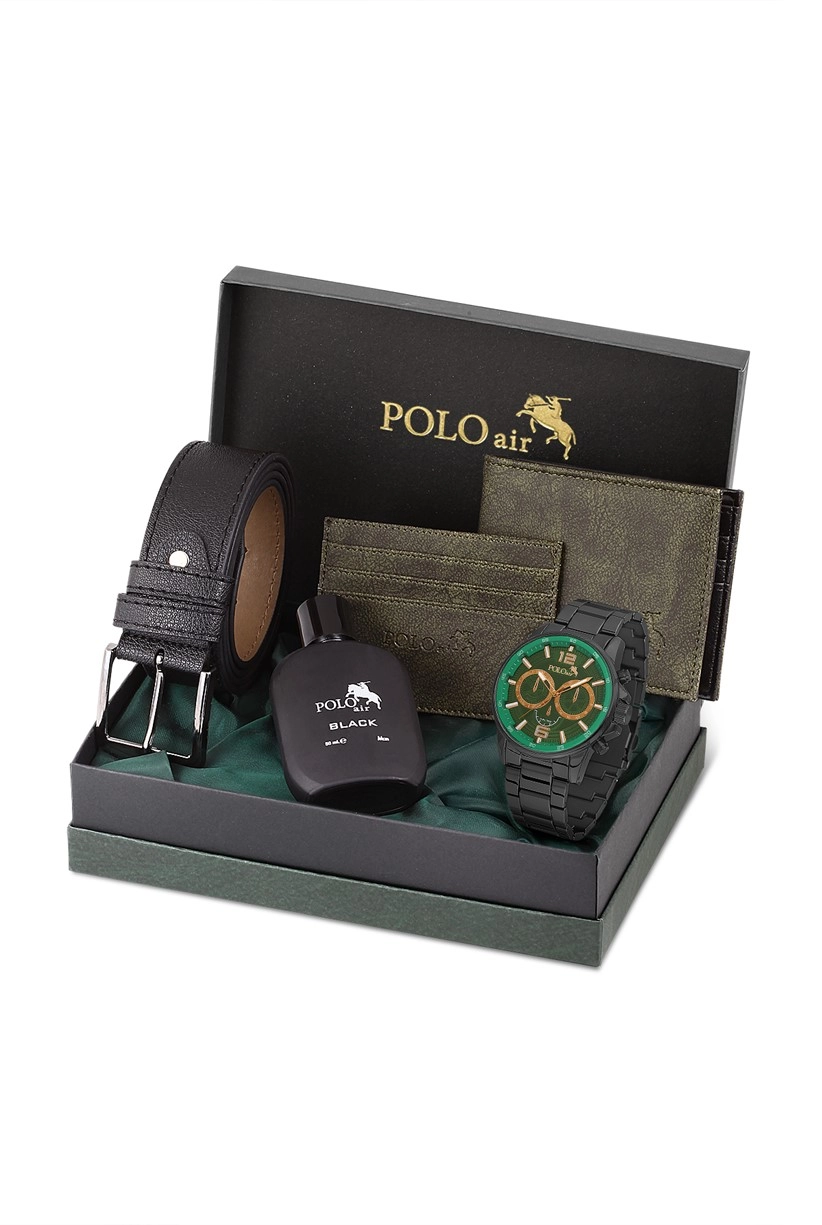 Polo Air Spor Erkek Kol Saati Kemer Cüzdan Kartlık 50ml Parfüm Kombin Set Özel Kutusunda PL-0730E4
