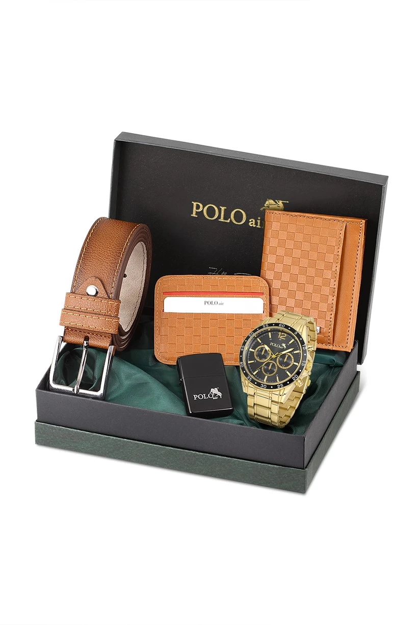 Polo Air Spor Erkek Kol Saati Kemer Cüzdan Kartlık Çakmak Kombin Set Özel Kutusunda PL-0729E6