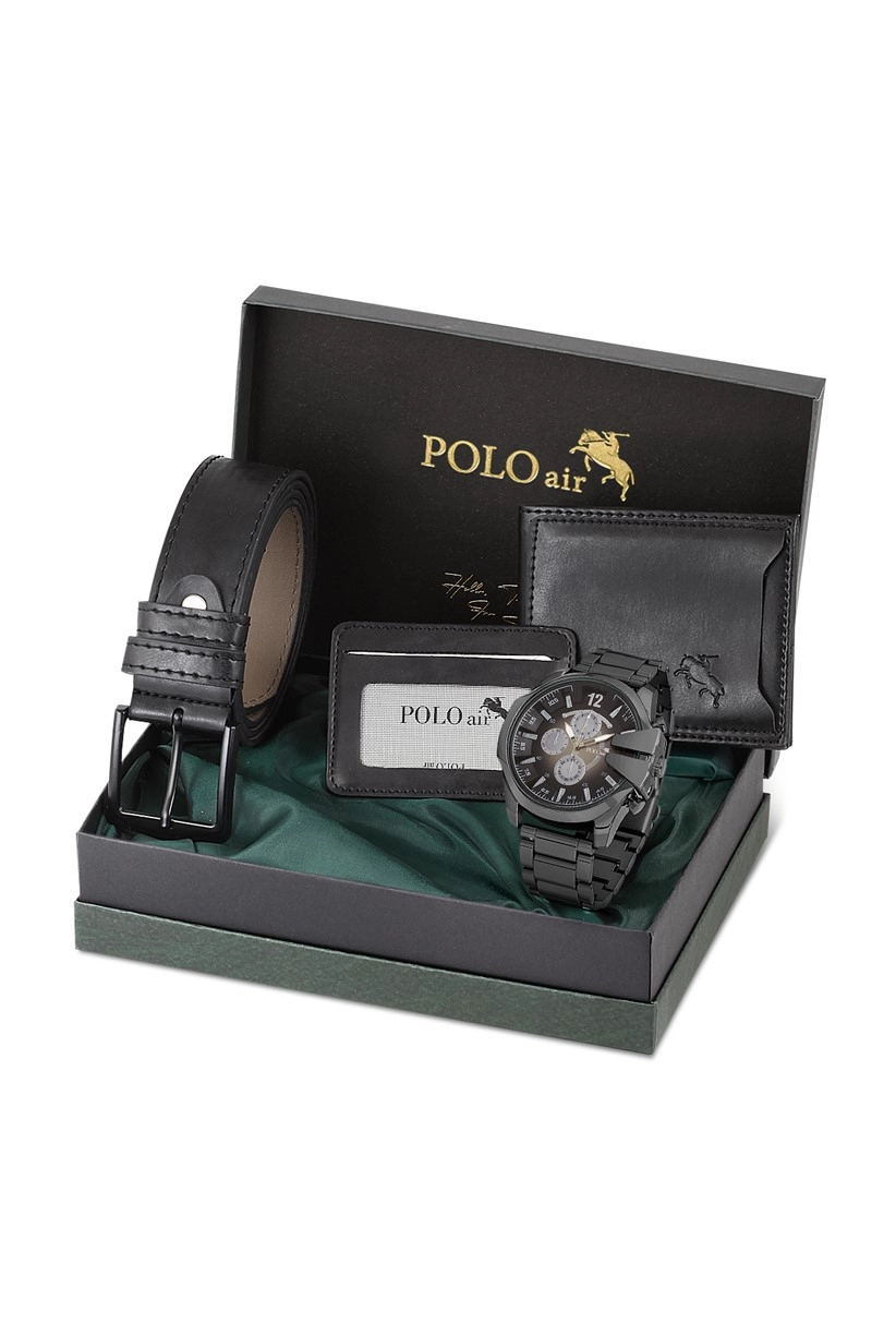 Polo Air Spor Erkek Kol Saati Kemer Cüzdan Kartlık Set Özel Kutusunda PL-0719E5