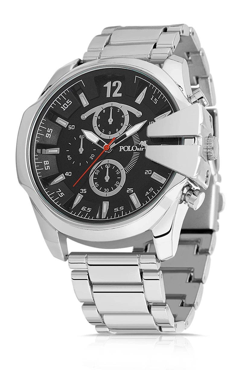 Polo Air Spor Kasa  Erkek Kol Saati Gümüş-Siyah Renk PL-0719E4x