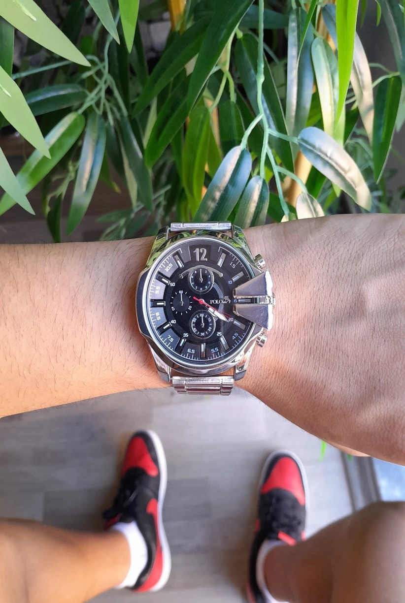 Polo Air Spor Kasa  Erkek Kol Saati Gümüş-Siyah Renk PL-0719E4x