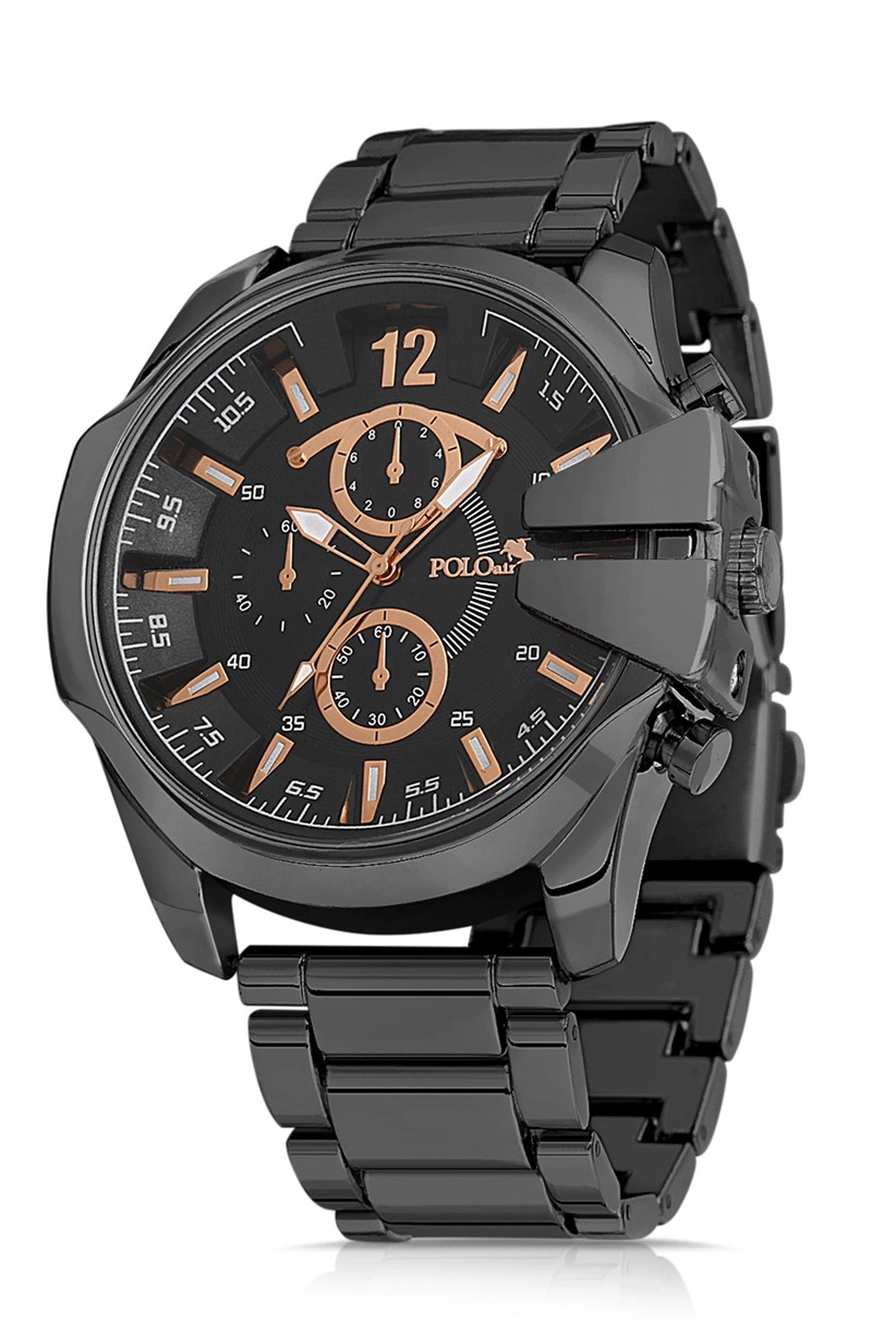 Polo Air Spor Kasa  Erkek Kol Saati Siyah İçi Bakır Renk PL-0719E8x