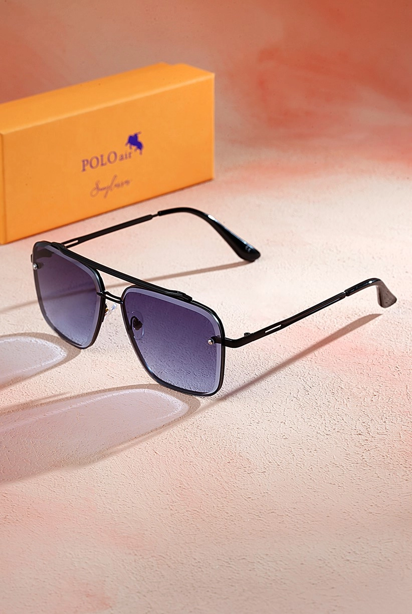 Polo Air Unisex Kristal Uv 400 Korumalı Güneş Gözlüğü Mavi-Siyah PLG-2070C2