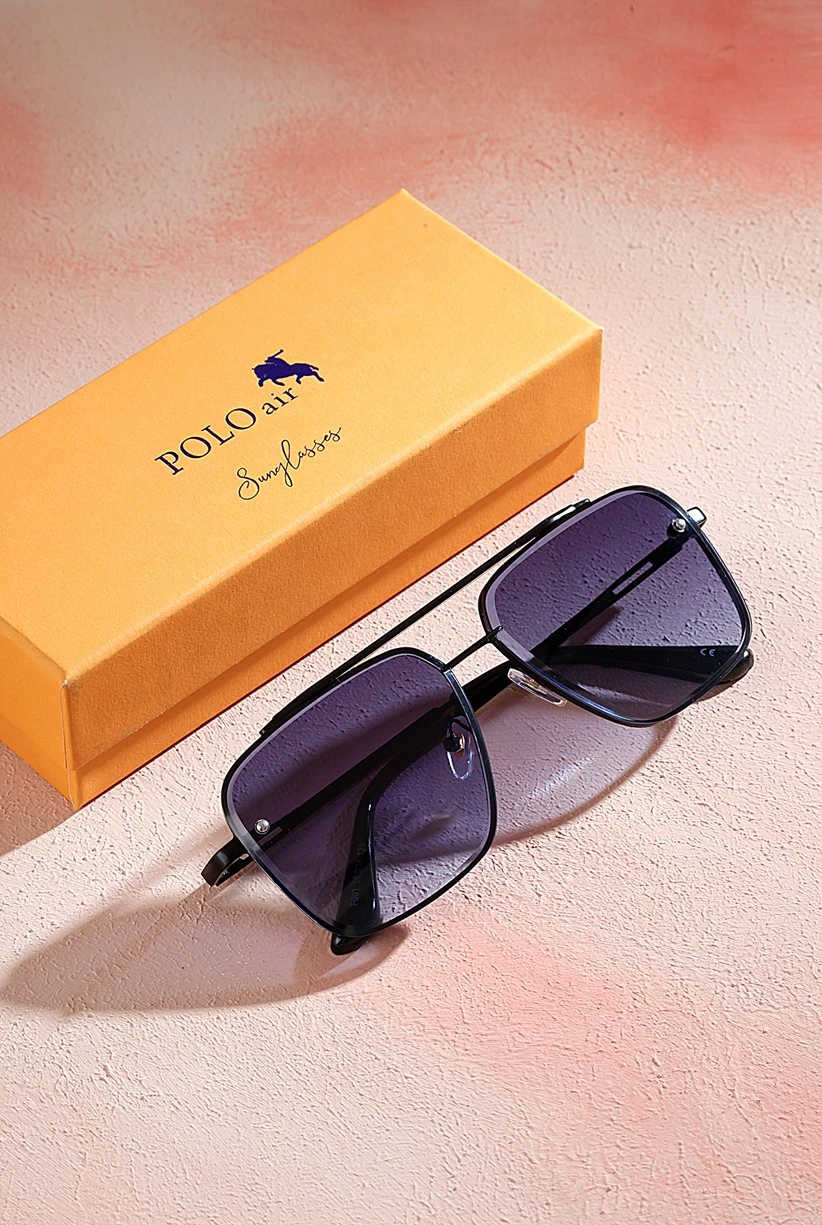 Polo Air Unisex Kristal Uv 400 Korumalı Güneş Gözlüğü Mavi-Siyah PLG-2070C2