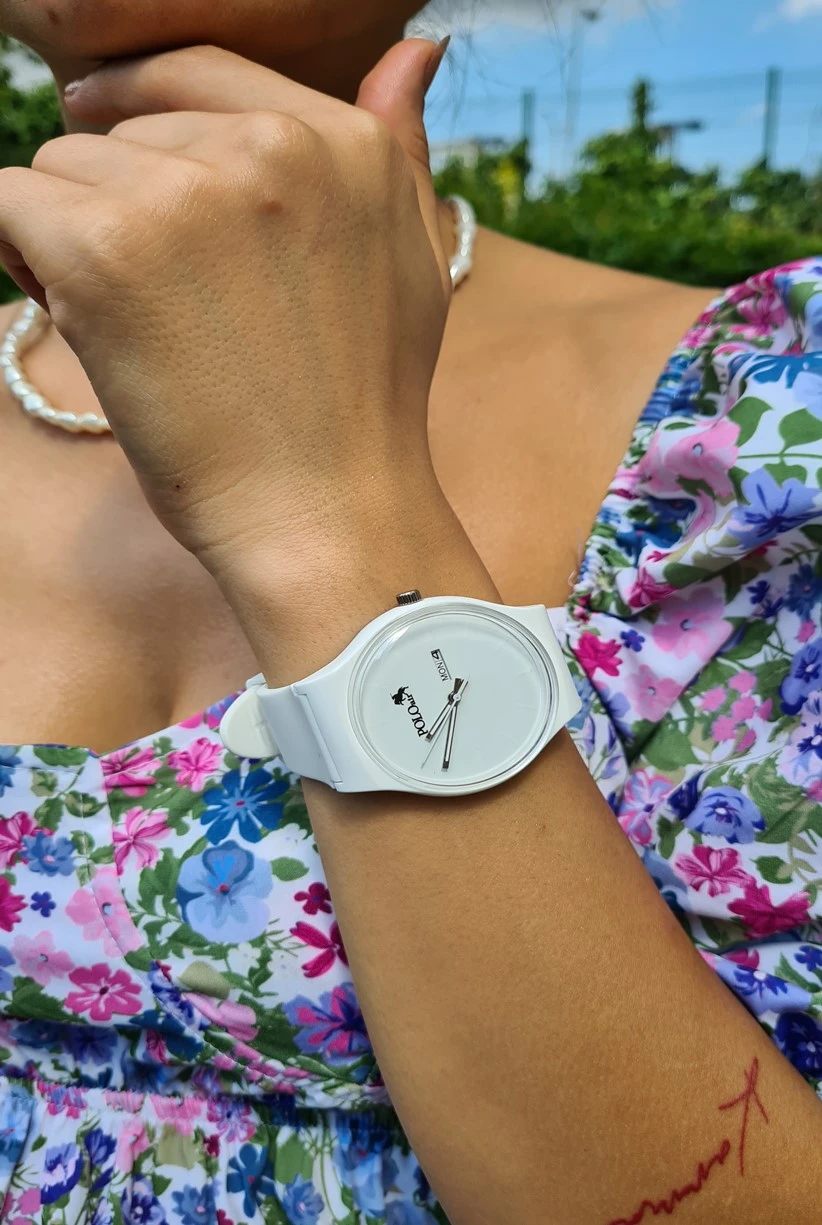 Polo Air Unisex Silikon Kordon Gün Ay Takvimli Kol Saati Beyaz Renk PL-1462B1