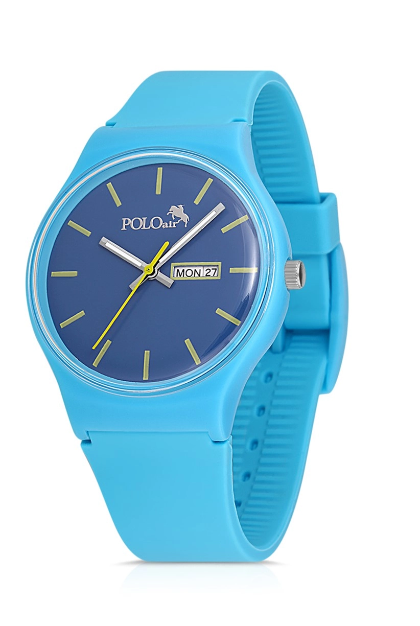 Polo Air Unisex Silikon Kordon Gün Ay Takvimli Kol Saati Mavi Renk PL-1462B11