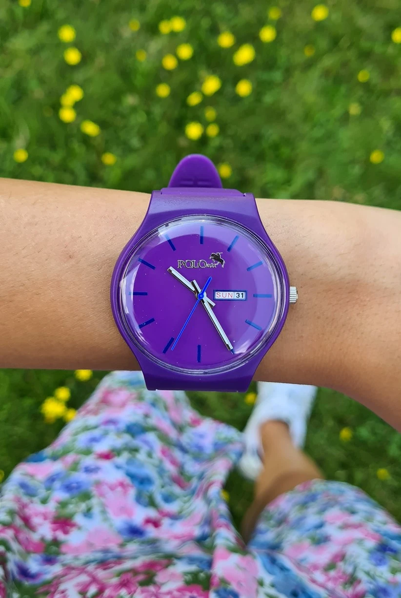Polo Air Unisex Silikon Kordon Gün Ay Takvimli Kol Saati Mor Renk PL-1462B5