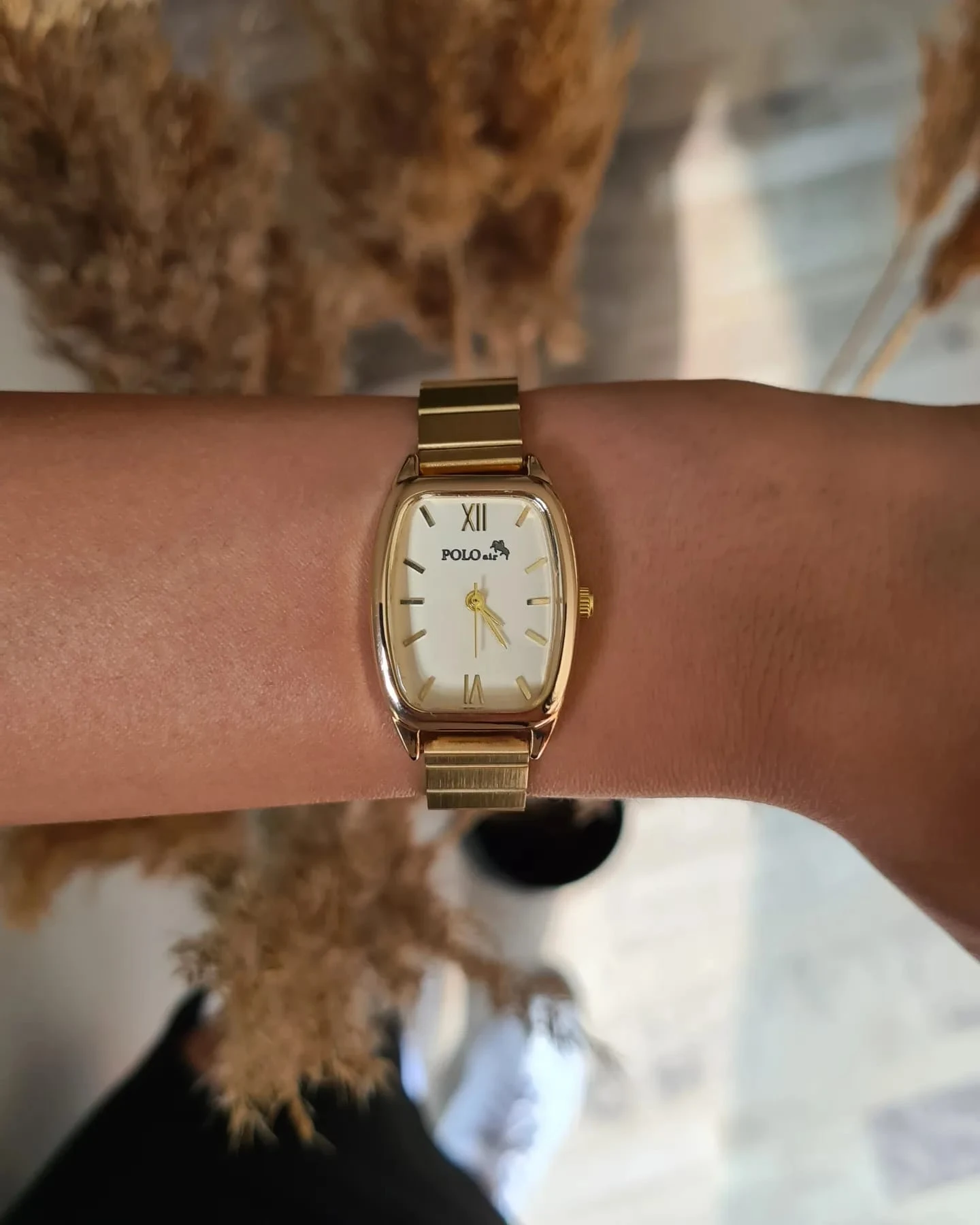 Polo Air Vintage Kadın Kol Saati Zirkon Taşlı Baget Kolye Bileklik Özel Kombin Set Altın Renk st-2077s1