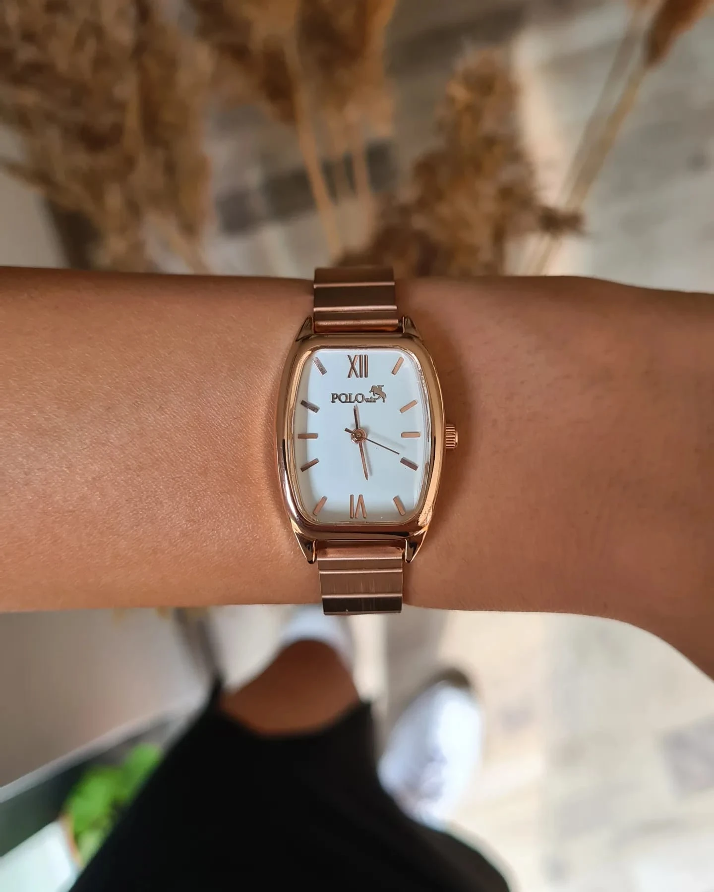 Polo Air Vintage Kadın Kol Saati Zirkon Taşlı Baget Kolye Bileklik Özel Kombin Set Bakır Renk st-2077s3