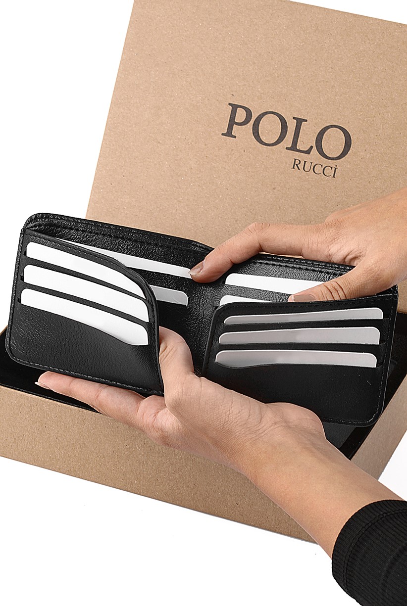 Polo Louis Erkek Set Kombin  Spor Kol Saati Kemer Cüzdan Siyah-Gümüş İçi Siyah Renk PL-0722E3