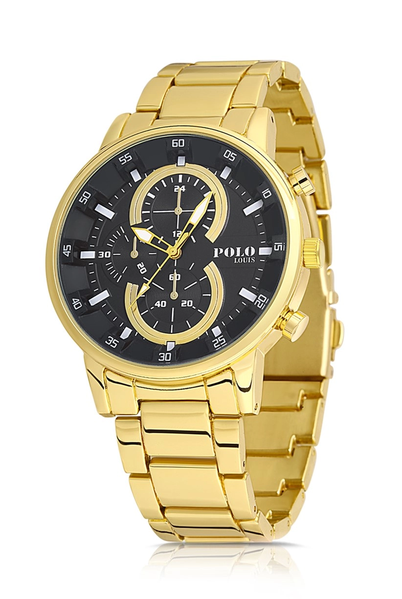 Polo Louis Metal Kordon Erkek Kol Saati Altın-Siyah Renk PL-0720E4x