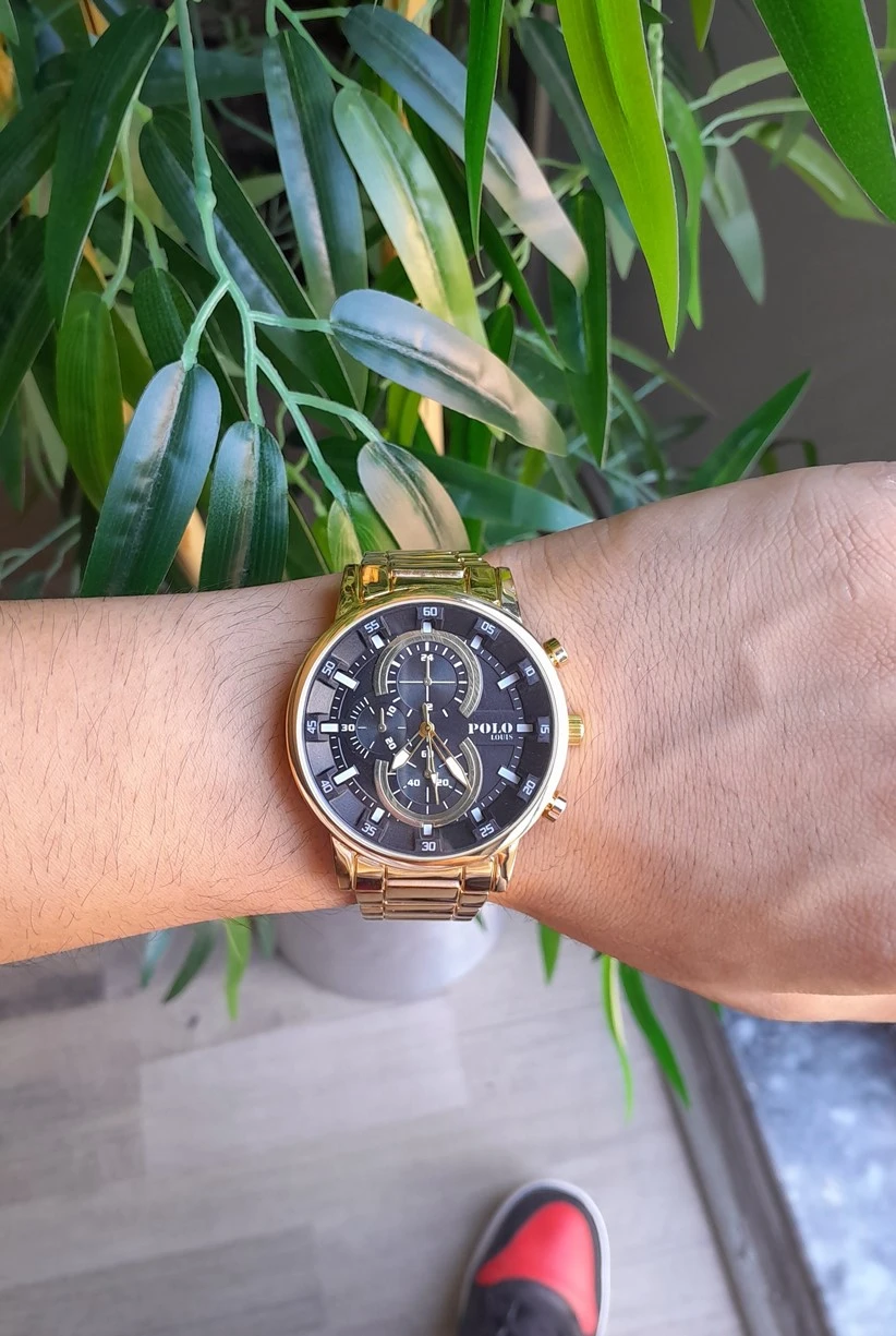 Polo Louis Metal Kordon Erkek Kol Saati Altın-Siyah Renk PL-0720E4x