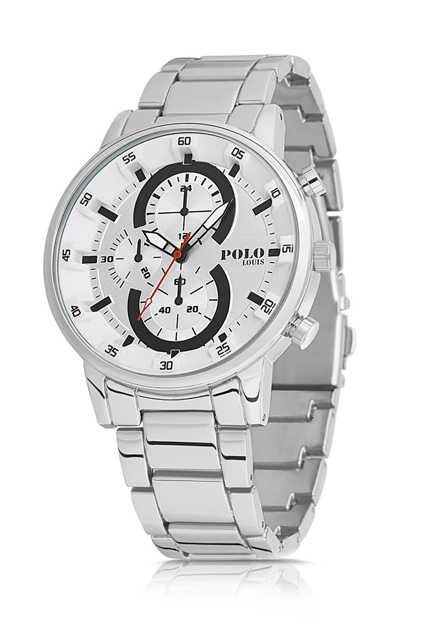 Polo Louis Metal Kordon Spor Erkek Kol Saati Gümüş Renk PL-0721E2x