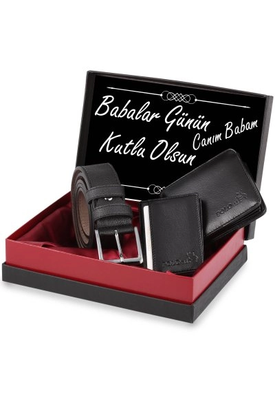 Babalar Gününe Özel Kutulu Kemer Cüzdan Kartlık Seti
