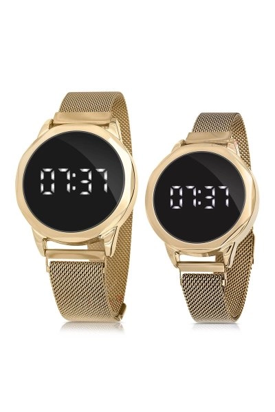 Bay & Bayan Çift Kol Saati Sarı Renk cift0025e4