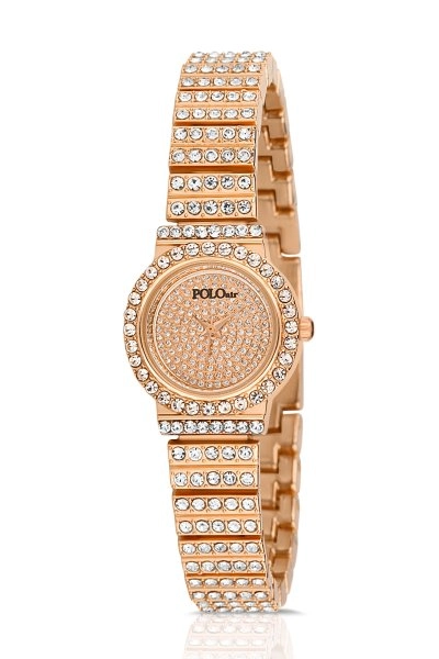 Polo Air Bol Taşlı Zarif  Vintage Kadın Kol Saati Bakır Renk PL-1448B3x