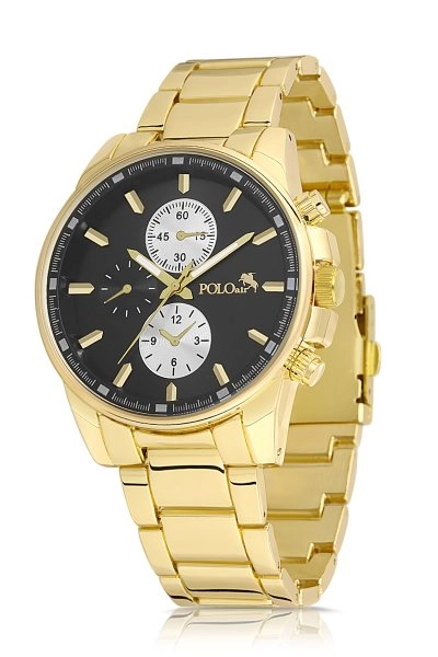 Polo Air Metal Kordon Spor Erkek Kol Saati Altın Renk PL-0725E3x