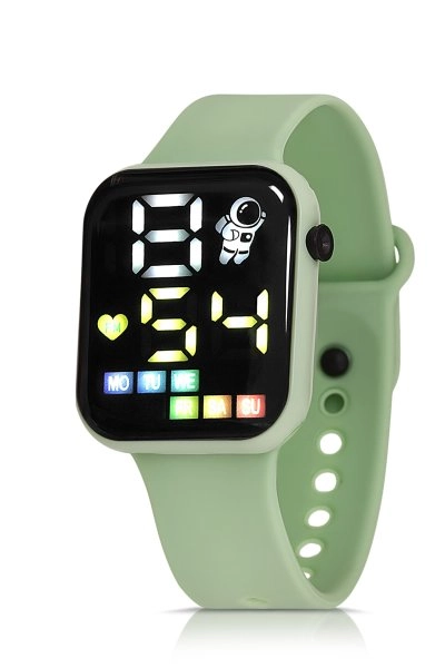 Polo Air Silikon Kordon Dijital Renkli Işıklı Unisex Kol Saati Yeşil Renk PL-1460B5
